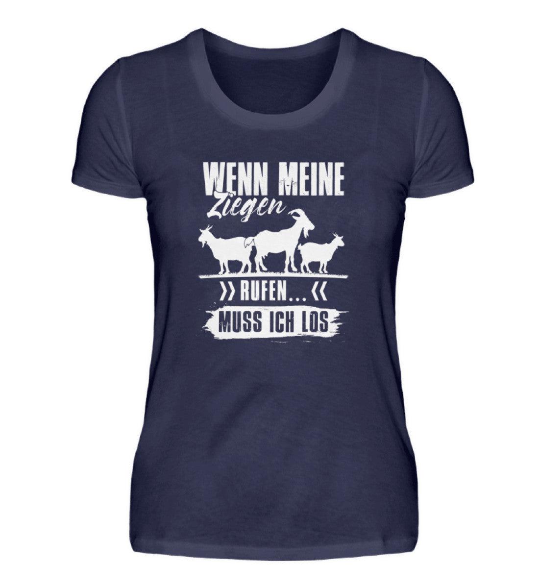 Wenn meine Ziegen rufen · Damen T-Shirt-Damen Basic T-Shirt-Navy-S-Agrarstarz