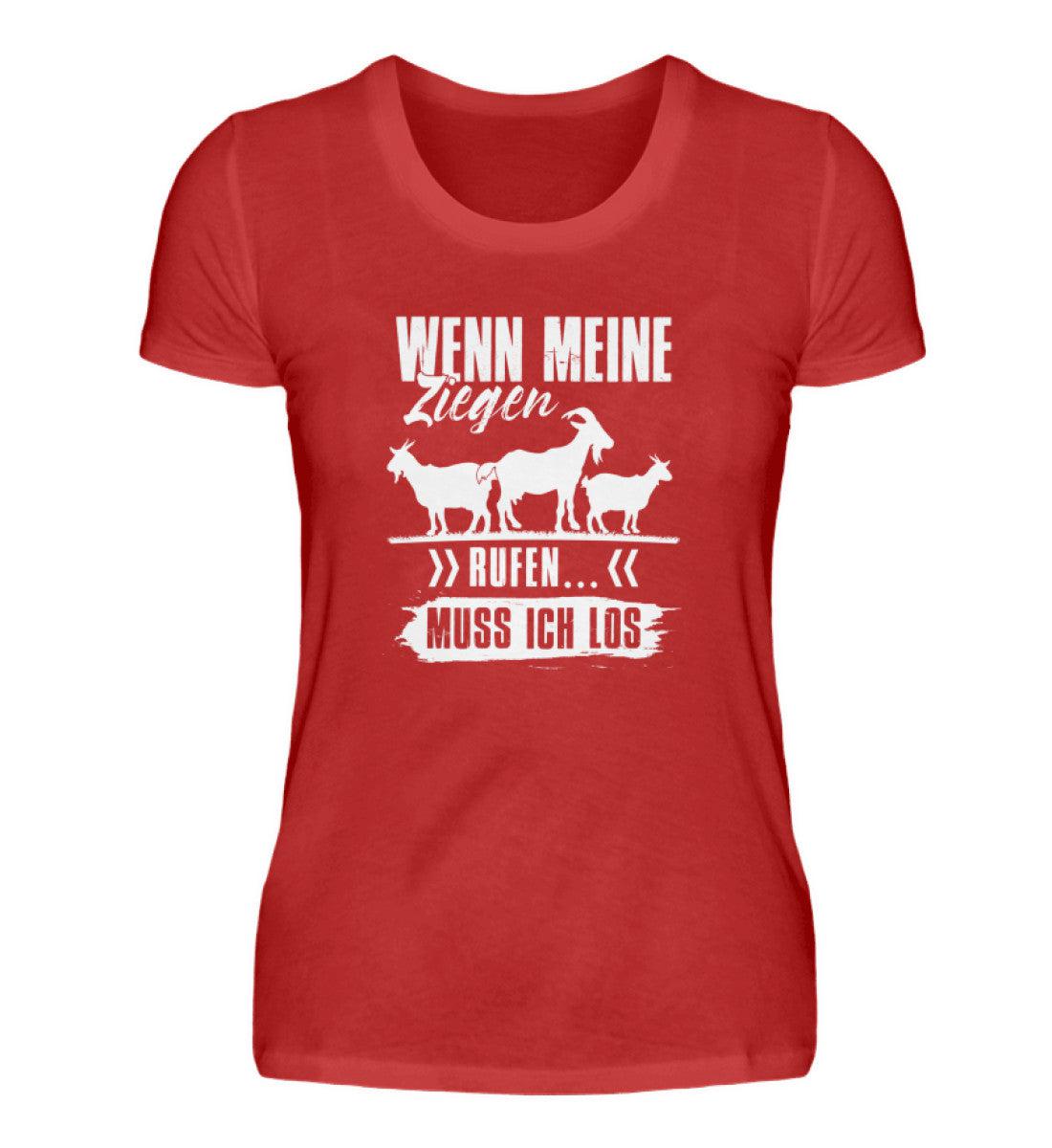 Wenn meine Ziegen rufen · Damen T-Shirt-Damen Basic T-Shirt-Red-S-Agrarstarz