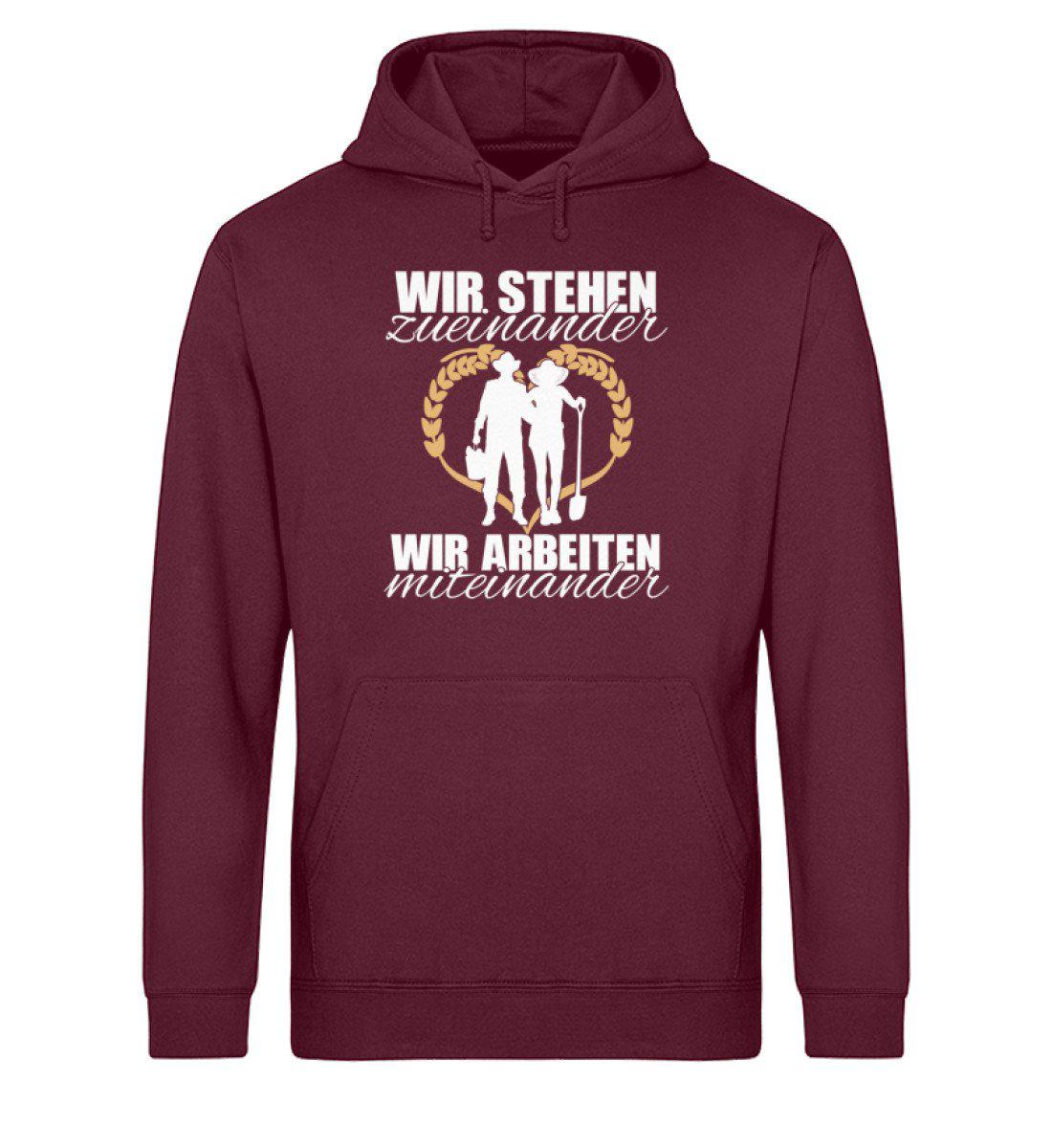 Wir stehen zueinander · Unisex Organic Hoodie-Drummer Hoodie ST/ST-Burgundy-XS-Agrarstarz
