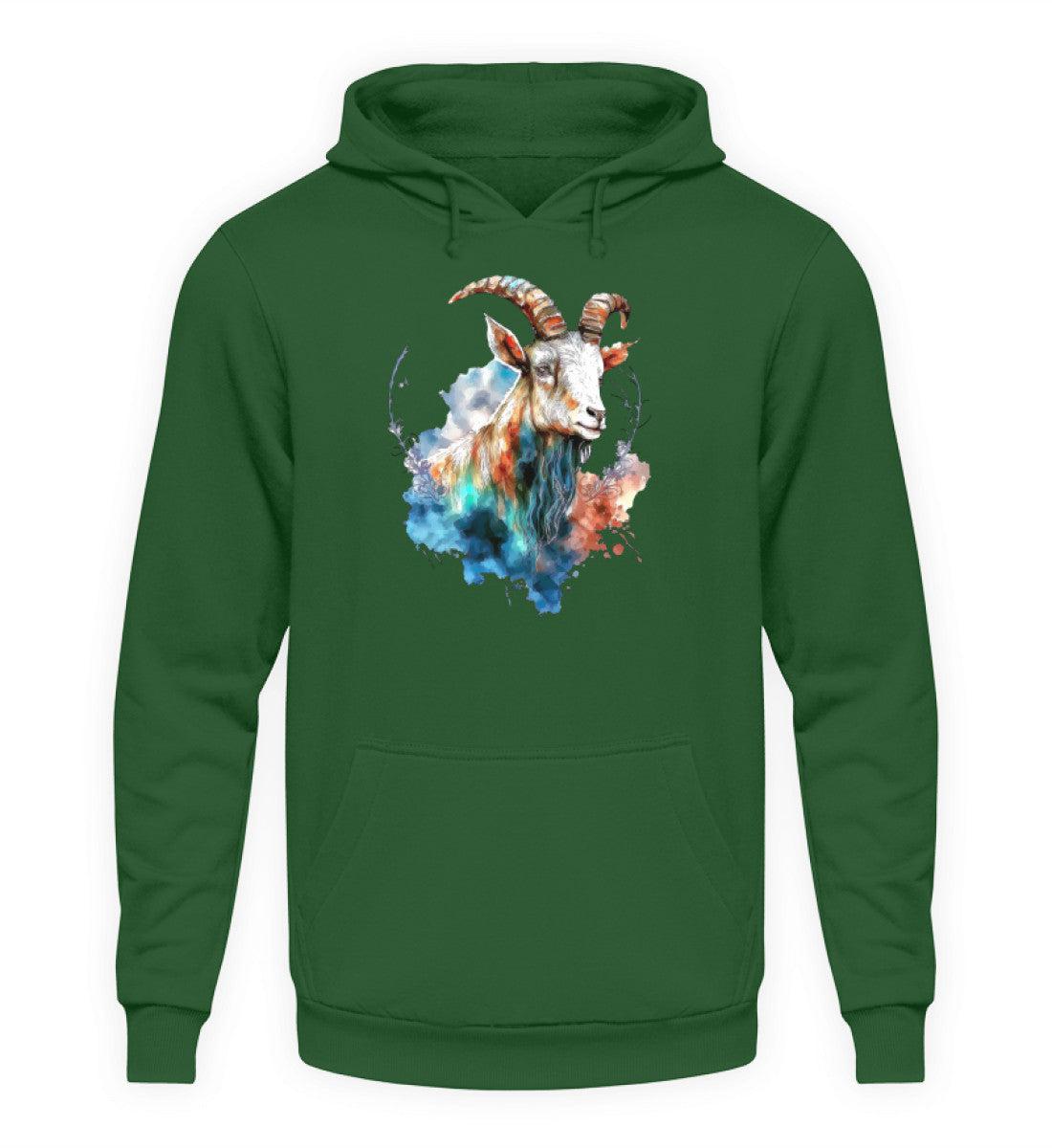 Ziege Wasserfarben 1 · Unisex Kapuzenpullover Hoodie-Unisex Hoodie-Bottle Green-XS-Agrarstarz