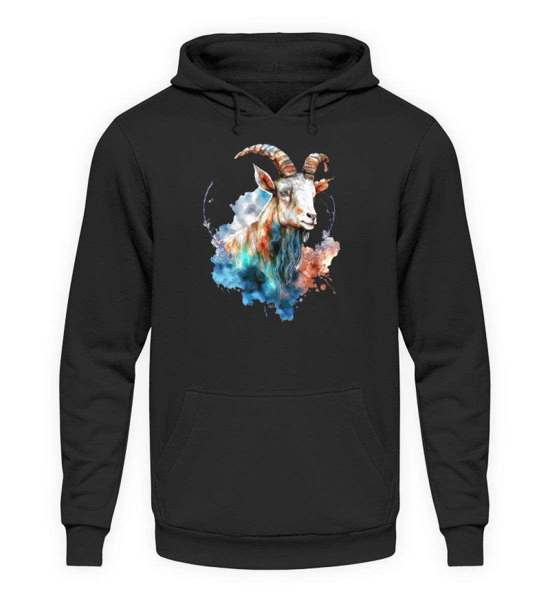 Ziege Wasserfarben 1 · Unisex Kapuzenpullover Hoodie-Unisex Hoodie-Deep Black-XS-Agrarstarz