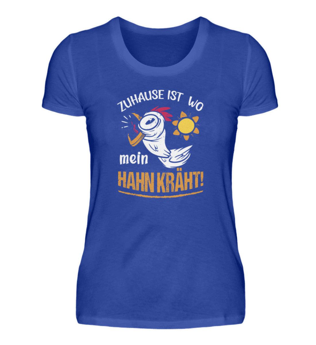Zuhause ist wo mein Hahn kräht · Damen T-Shirt-Damen Basic T-Shirt-Neon Blue-S-Agrarstarz