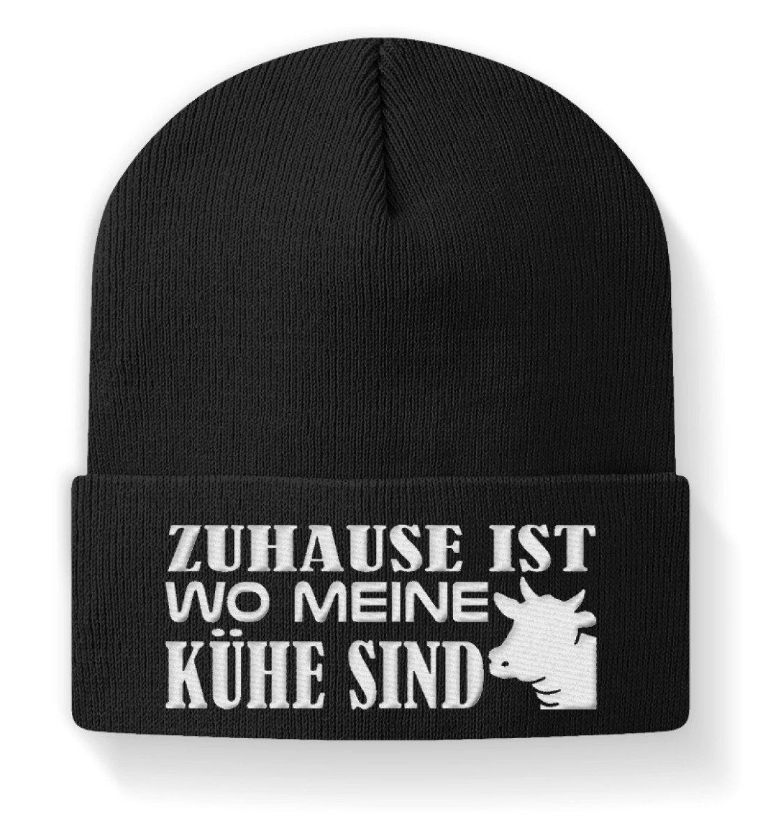 Zuhause ist wo meine Kühe sind · Beanie Mütze-Beanie mit Stick-Black-M-Agrarstarz
