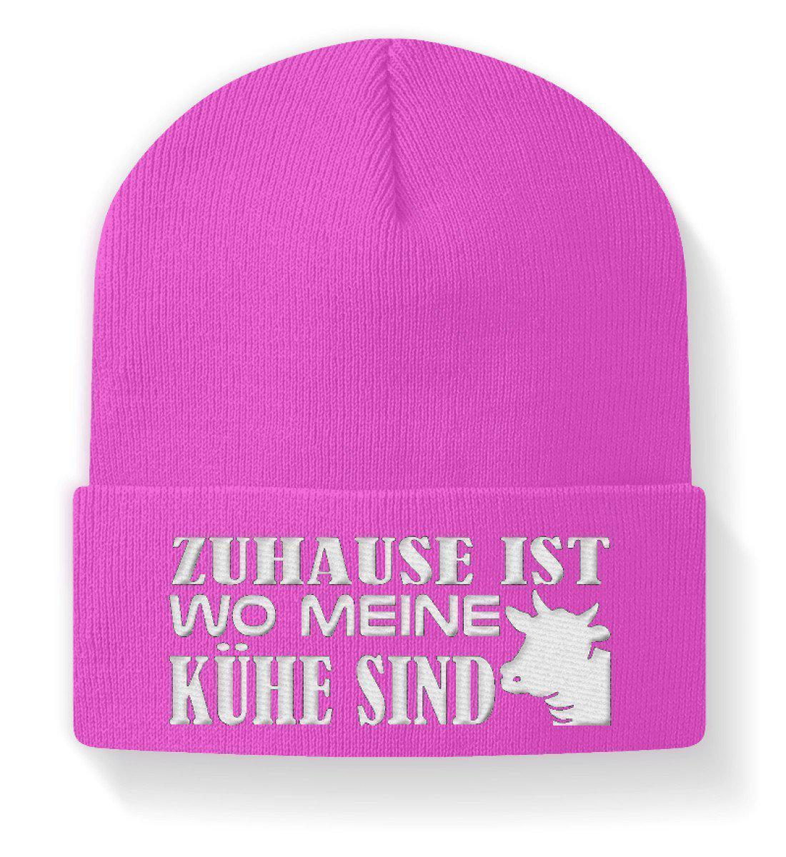 Zuhause ist wo meine Kühe sind · Beanie Mütze-Beanie mit Stick-Fuchsia-M-Agrarstarz