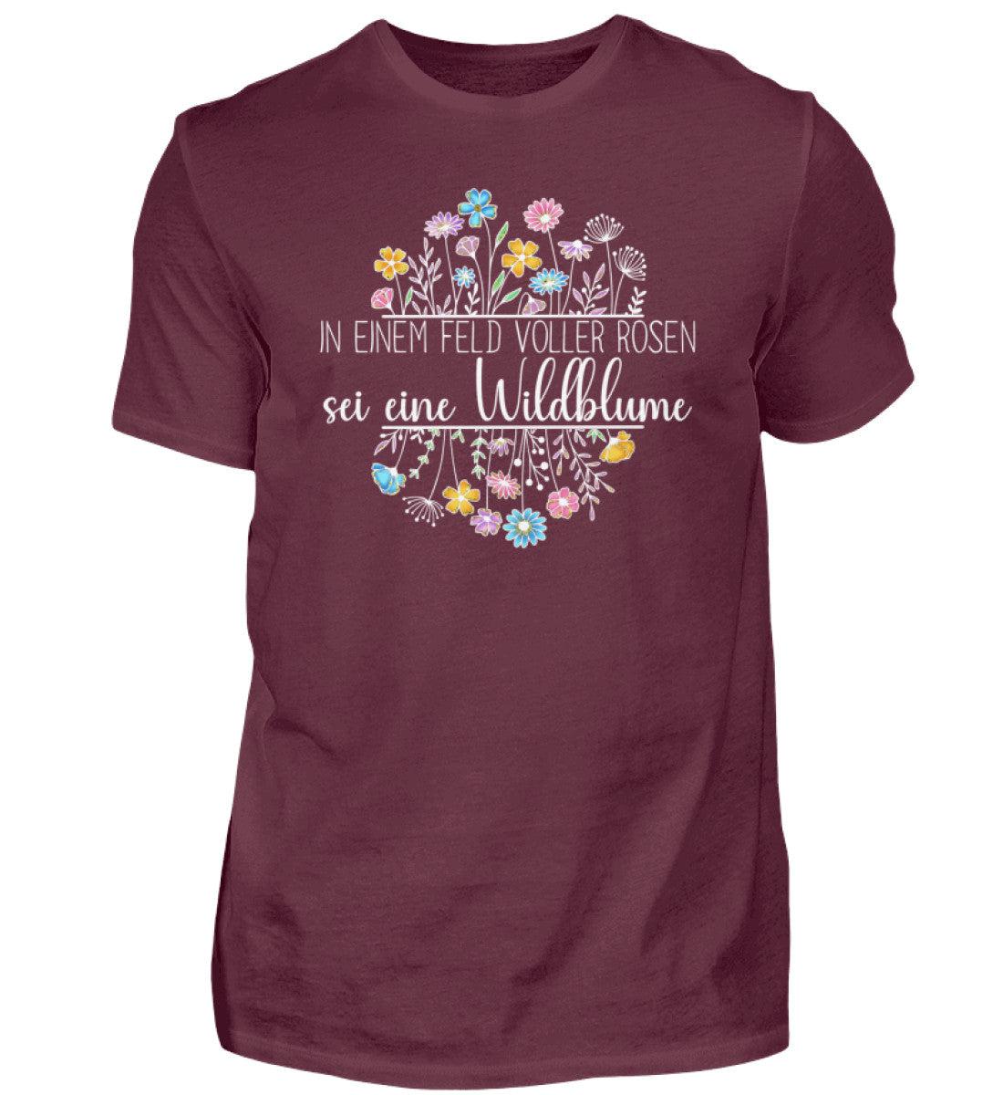 sei eine Wildblume · Herren T-Shirt-Herren Basic T-Shirt-Burgundy-S-Agrarstarz