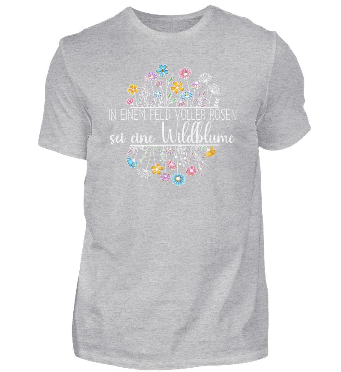 sei eine Wildblume · Herren T-Shirt-Herren Basic T-Shirt-Heather Grey-S-Agrarstarz
