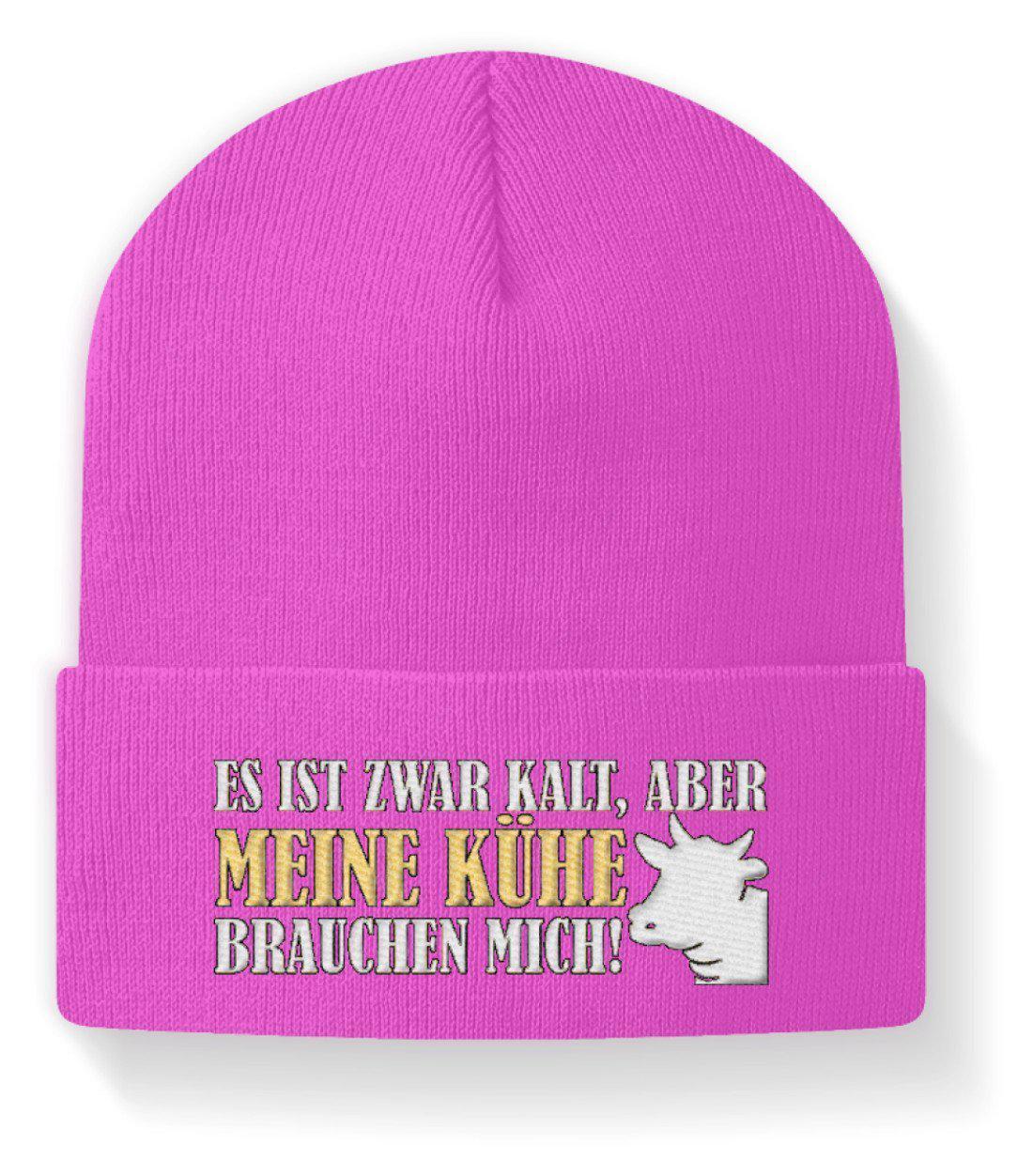 Kühe brauchen mich · Beanie Mütze-Beanie mit Stick SWP-fuchsia-Einheitsgroesse-Agrarstarz