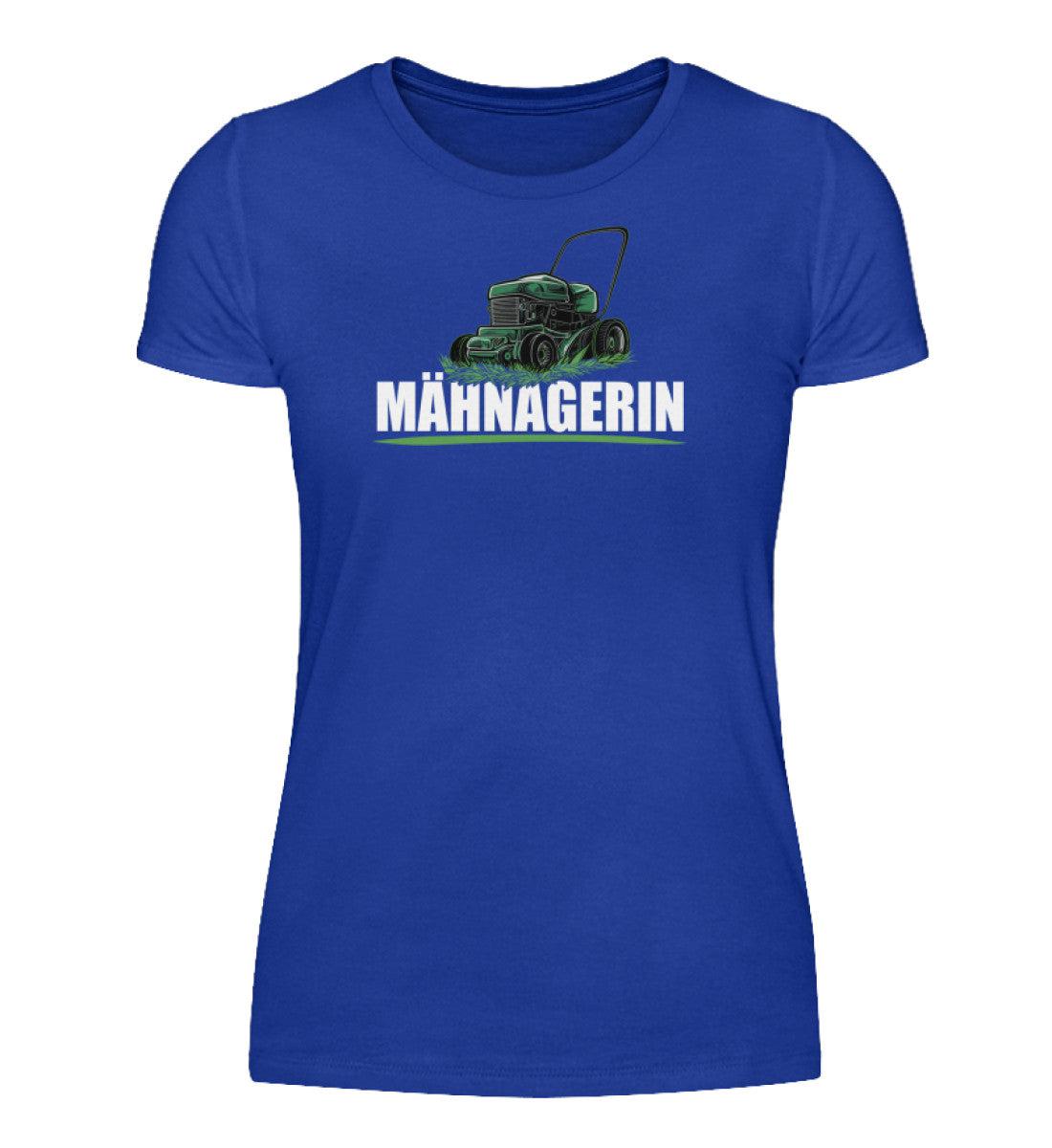 Mähnagerin Rasenmäher · Damen T-Shirt-Damen Basic T-Shirt-Neon Blue-S-Agrarstarz
