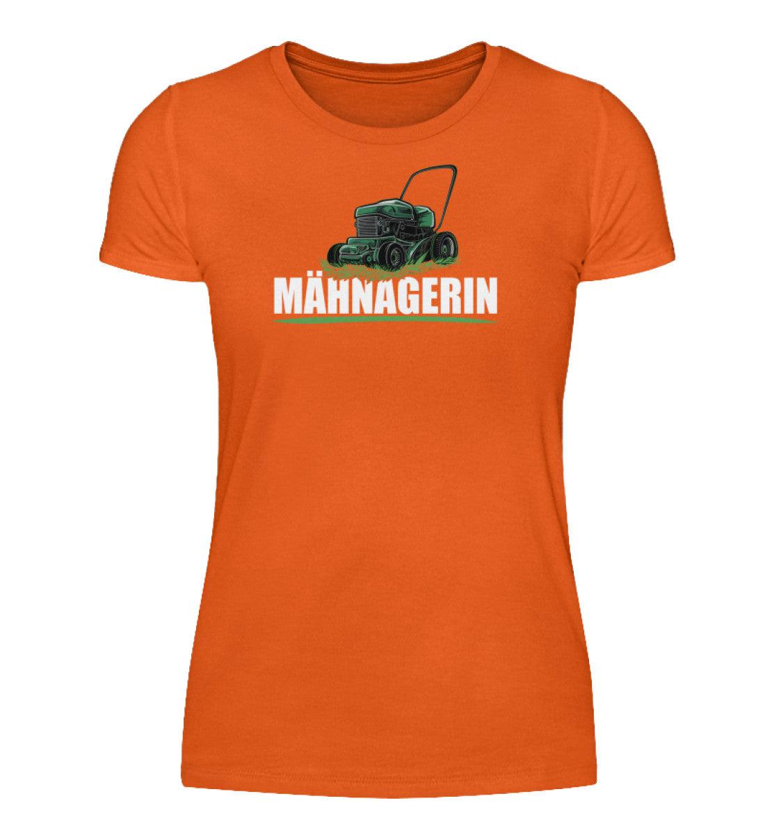 Mähnagerin Rasenmäher · Damen T-Shirt-Damen Basic T-Shirt-Orange Crush-S-Agrarstarz