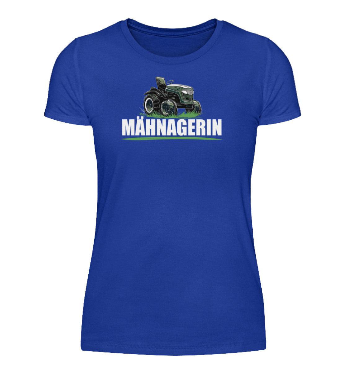 Mähnagerin Rasenmäher Traktor · Damen T-Shirt-Damen Basic T-Shirt-Neon Blue-S-Agrarstarz