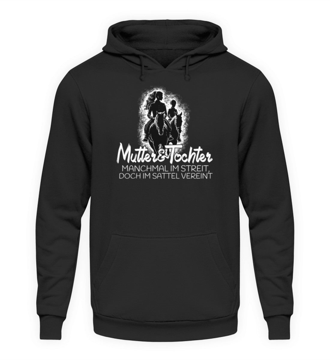 Mutter & Tochter im Sattel vereint · Unisex Kapuzenpullover Hoodie-Unisex Hoodie-Deep Black-XS-Agrarstarz