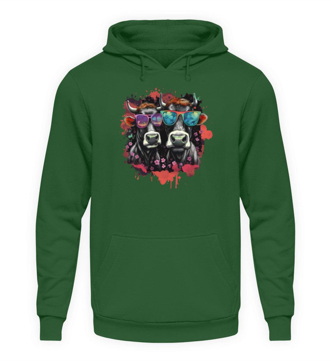 2 Kühe Sonnenbrille · Unisex Kapuzenpullover Hoodie-Unisex Hoodie-Bottle Green-XS-Agrarstarz