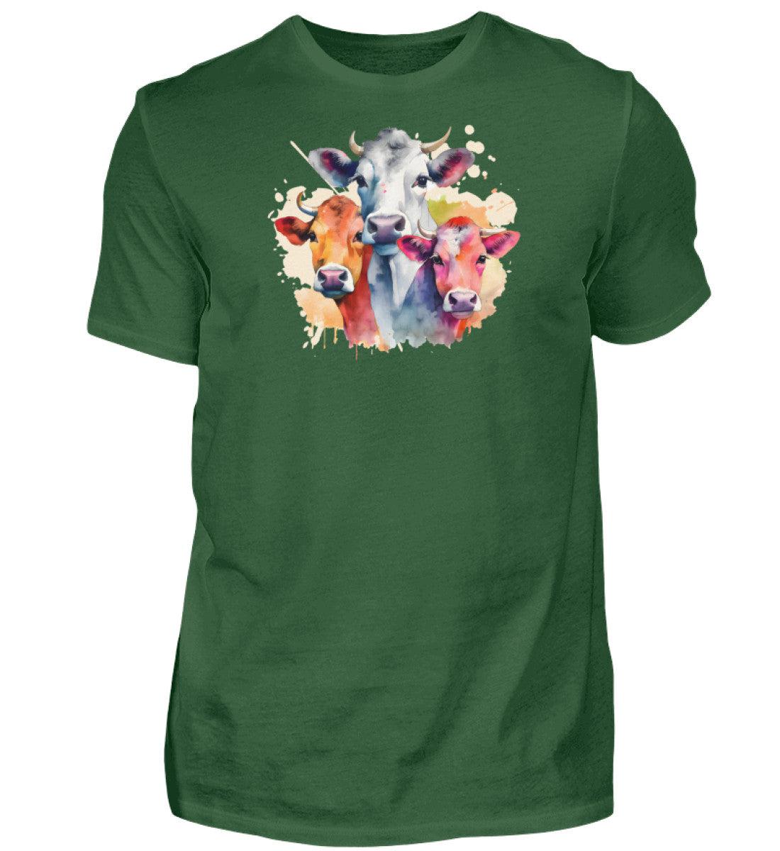 3 Kühe Wasserfarben · Herren T-Shirt-Herren Basic T-Shirt-Bottle Green-S-Agrarstarz