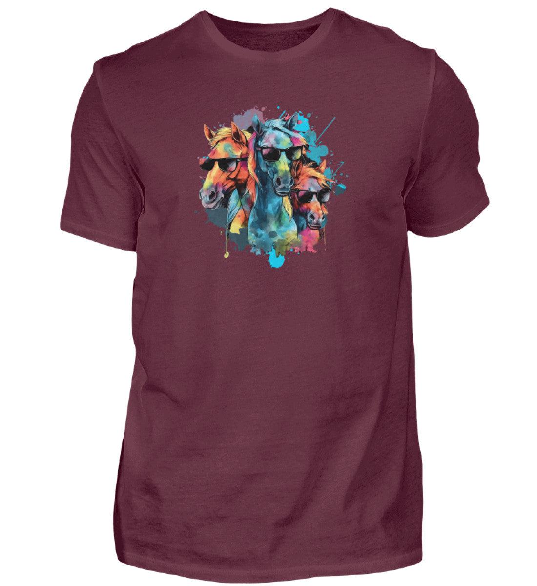 3 Pferde Sonnenbrille · Herren T-Shirt-Herren Basic T-Shirt-Burgundy-S-Agrarstarz