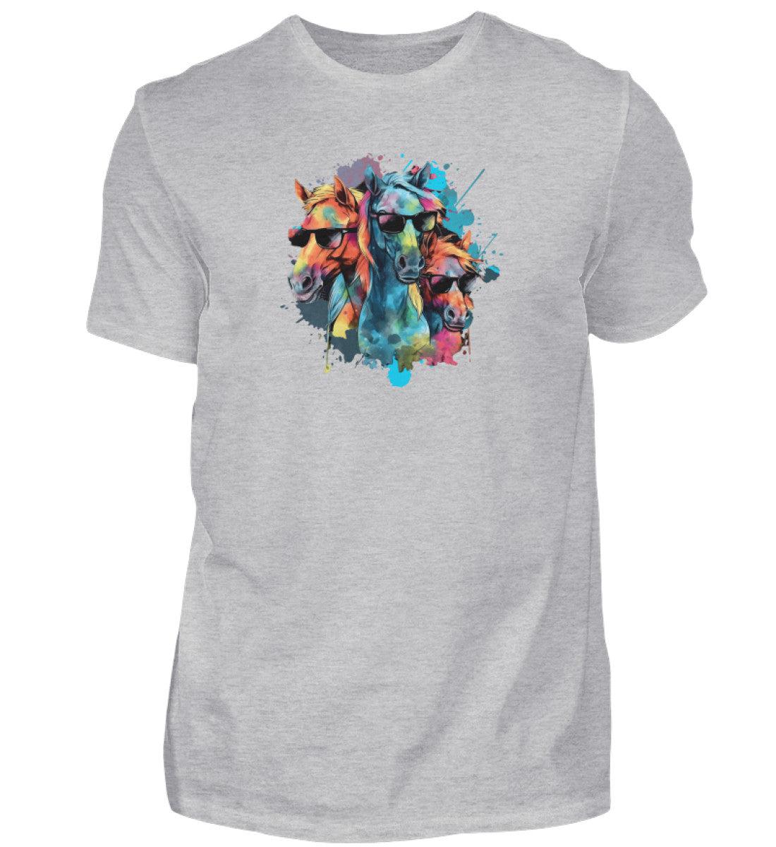 3 Pferde Sonnenbrille · Herren T-Shirt-Herren Basic T-Shirt-Heather Grey-S-Agrarstarz