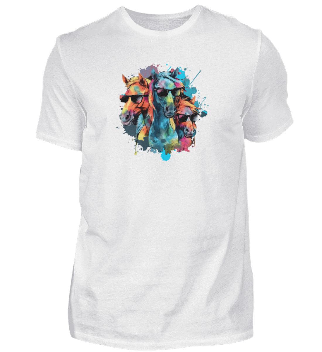 3 Pferde Sonnenbrille · Herren T-Shirt-Herren Basic T-Shirt-White-S-Agrarstarz