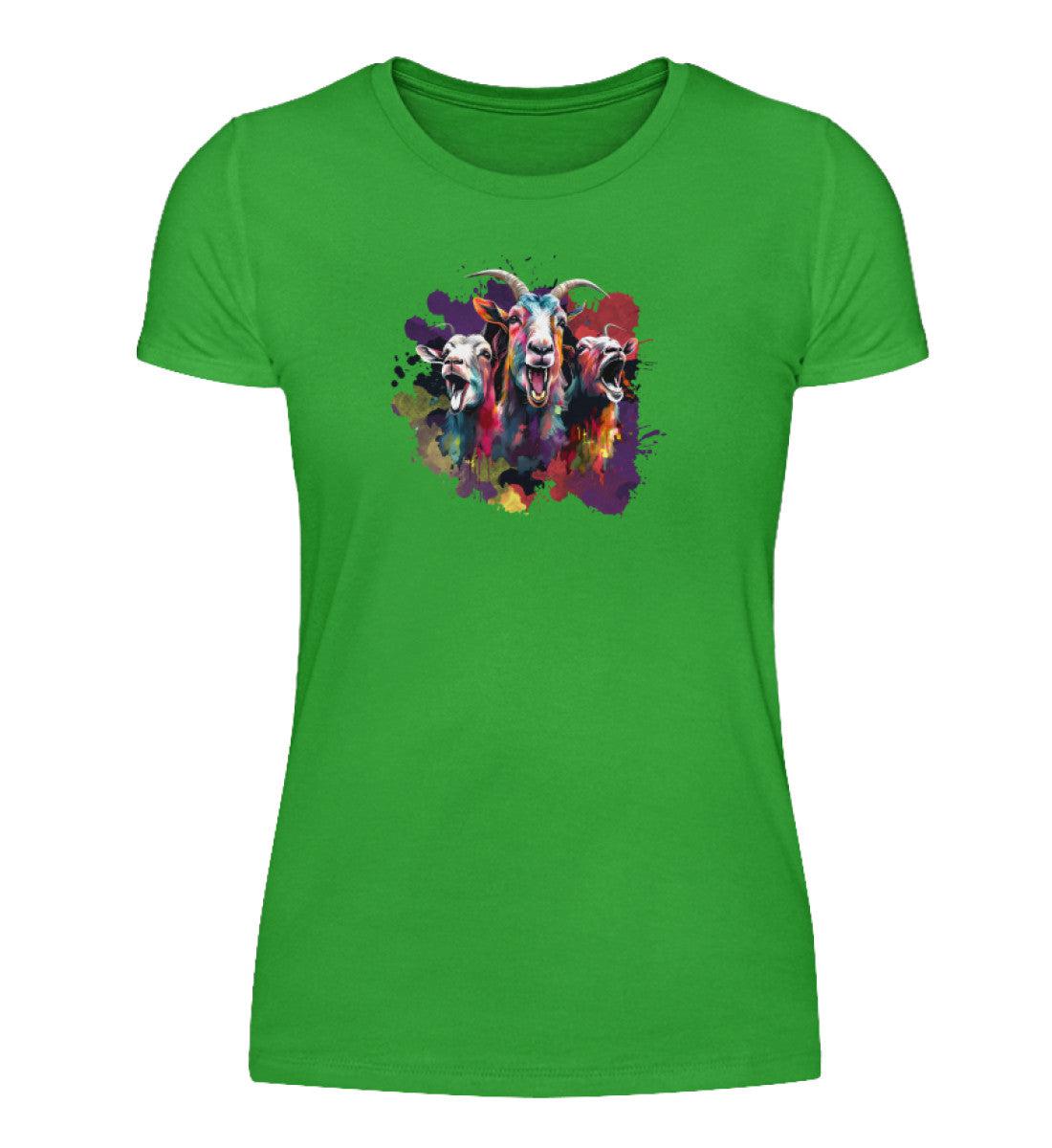 3 Ziegen Wasserfarben · Damen T-Shirt-Damen Basic T-Shirt-Green Apple-S-Agrarstarz