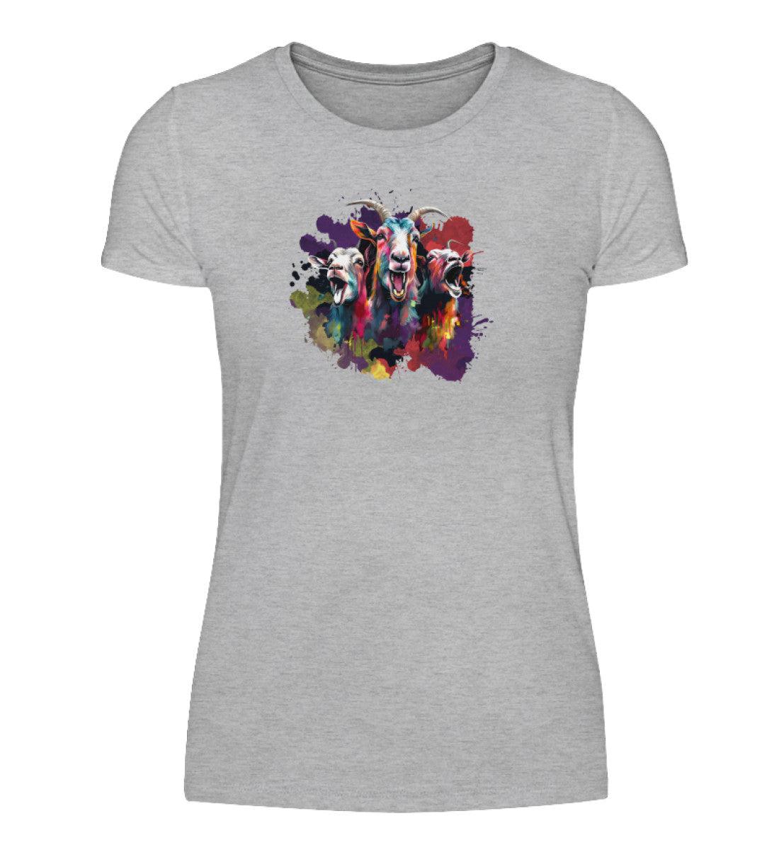 3 Ziegen Wasserfarben · Damen T-Shirt-Damen Basic T-Shirt-Heather Grey-S-Agrarstarz