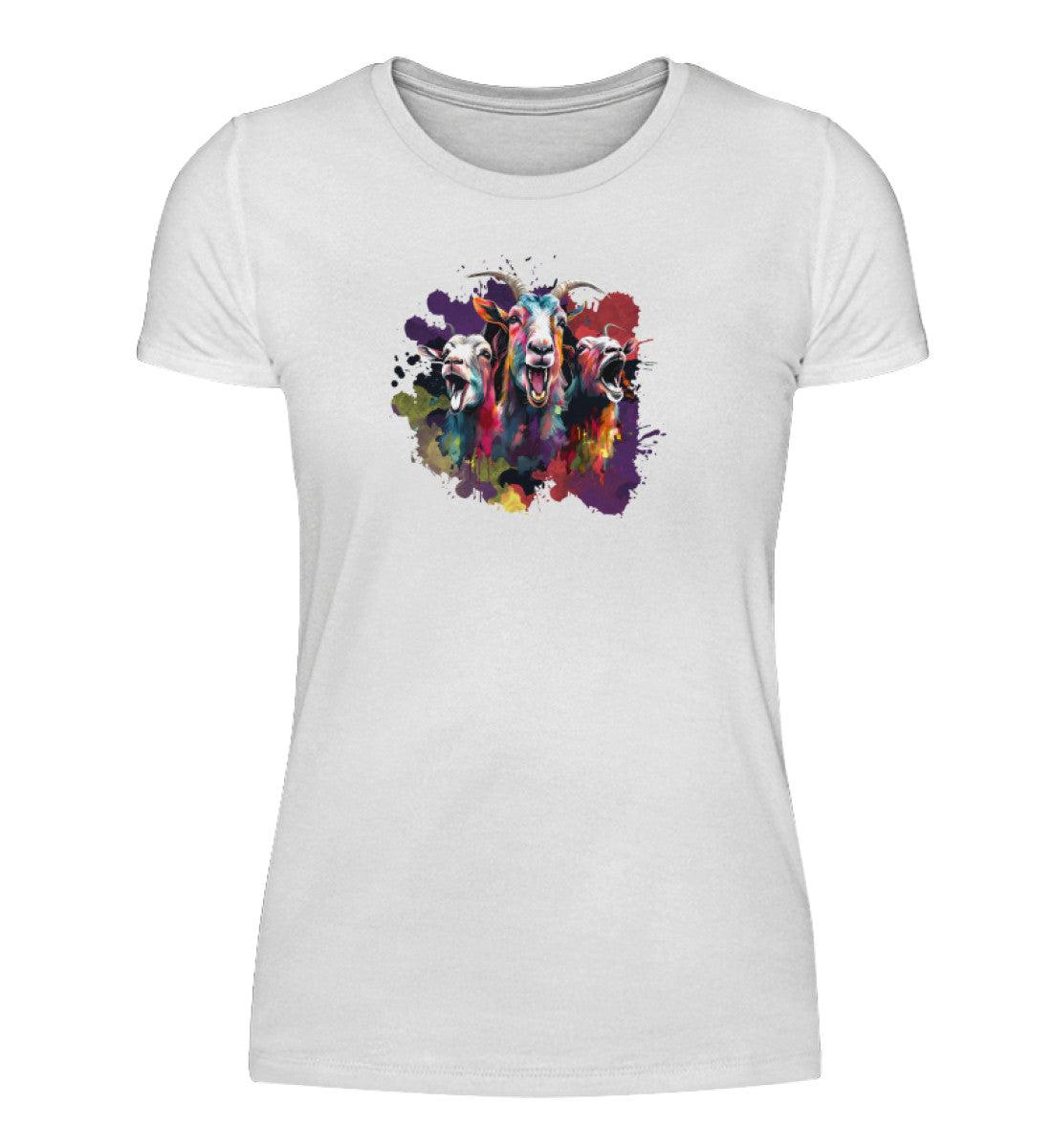 3 Ziegen Wasserfarben · Damen T-Shirt-Damen Basic T-Shirt-White-S-Agrarstarz