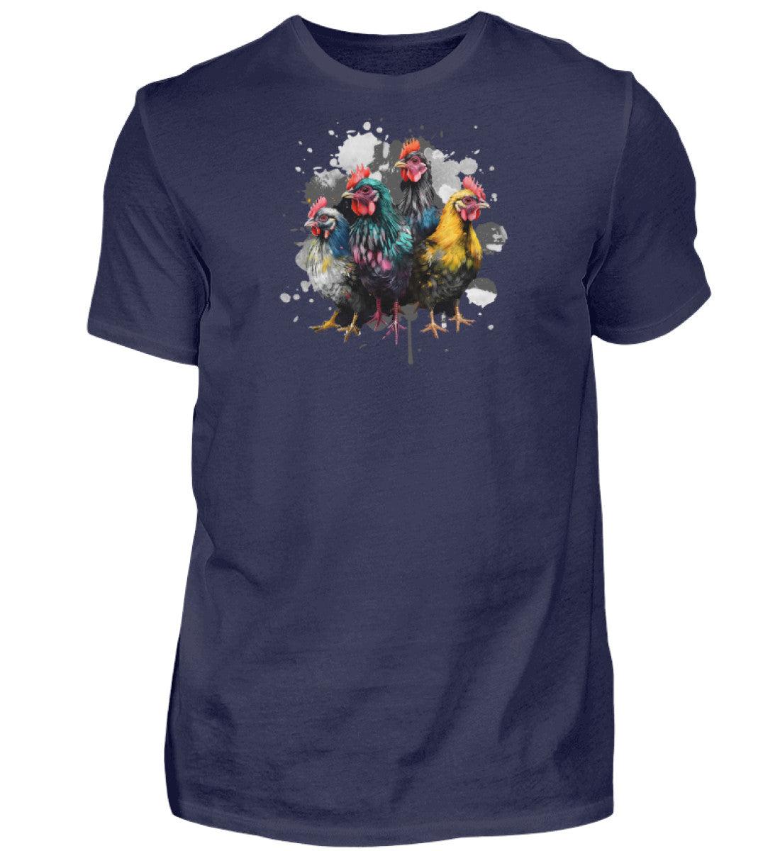 4 Hühner Wasserfarben · Herren T-Shirt-Herren Basic T-Shirt-Navy-S-Agrarstarz