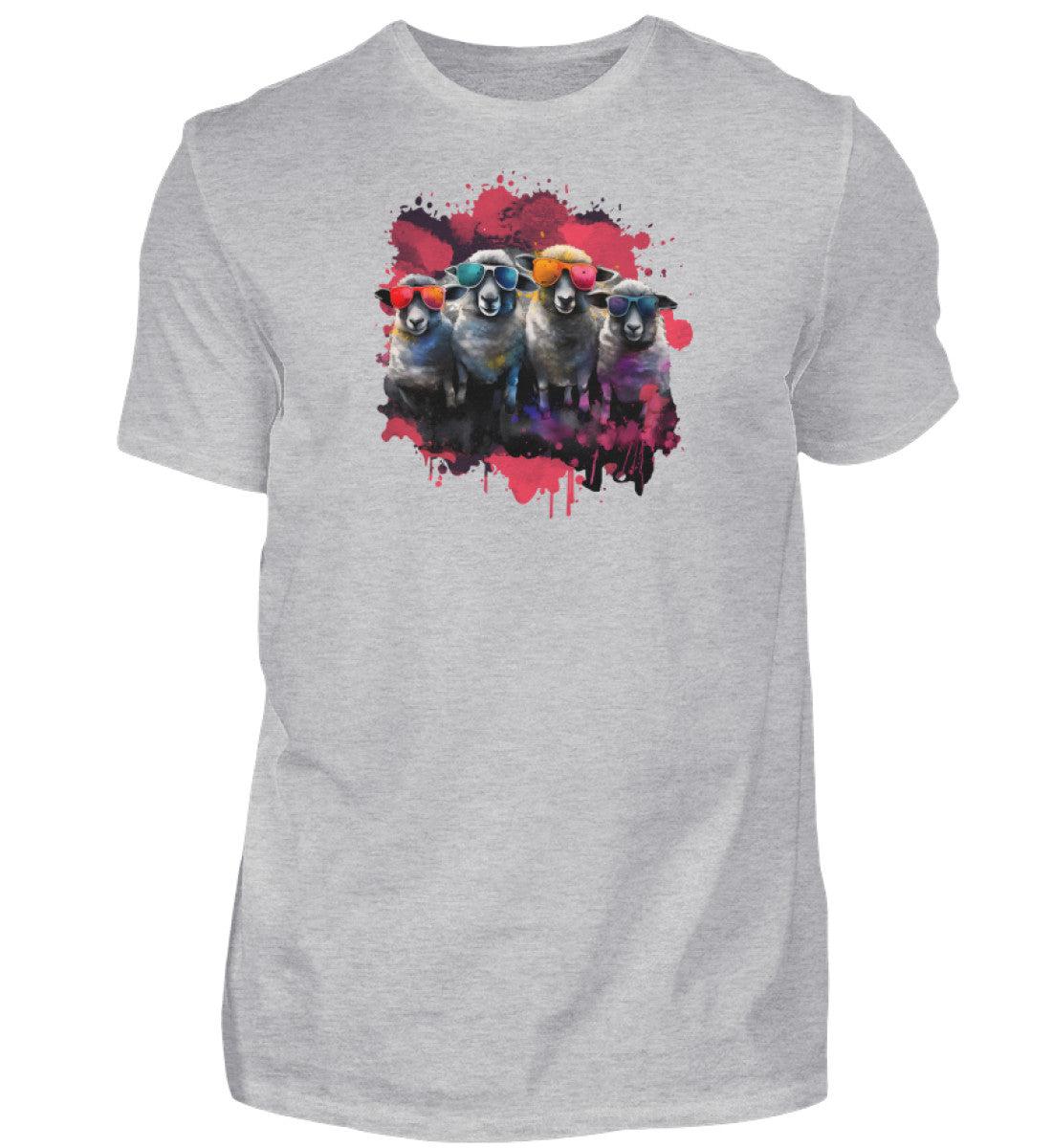 4 Schafe Wasserfarben · Herren T-Shirt-Herren Basic T-Shirt-Heather Grey-S-Agrarstarz