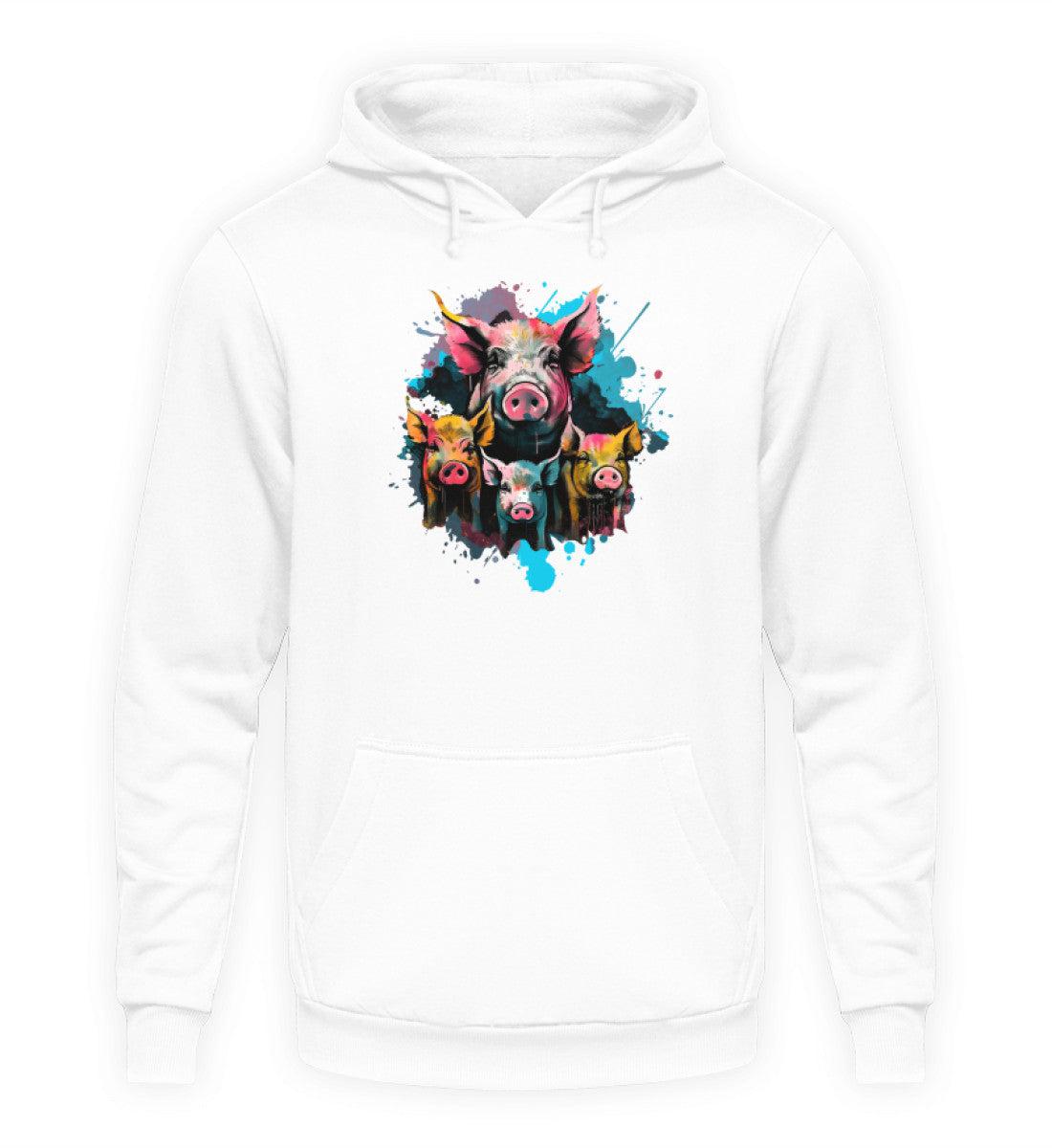 4 Schweine Wasserfarben · Unisex Kapuzenpullover Hoodie-Unisex Hoodie-Arctic White-XS-Agrarstarz