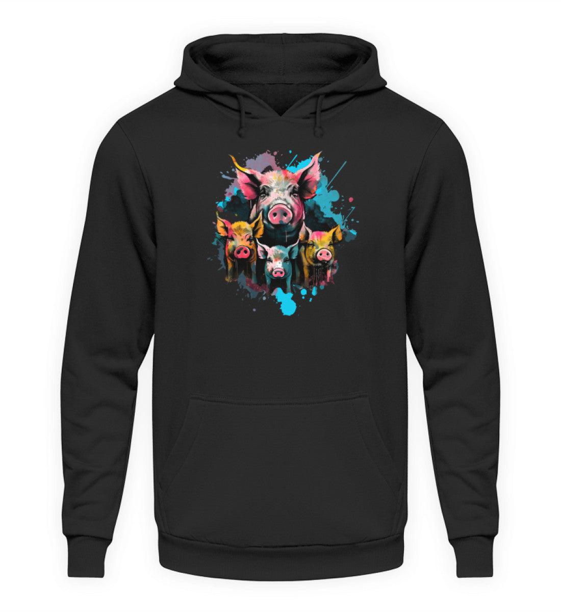 4 Schweine Wasserfarben · Unisex Kapuzenpullover Hoodie-Unisex Hoodie-Deep Black-XS-Agrarstarz