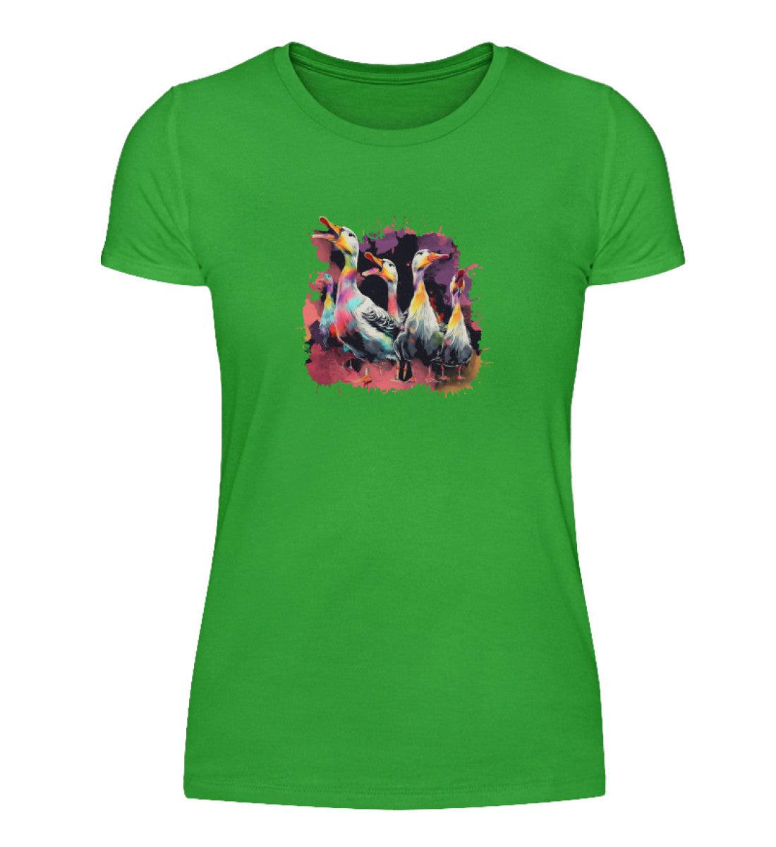 5 Enten Wasserfarben · Damen T-Shirt-Damen Basic T-Shirt-Green Apple-S-Agrarstarz