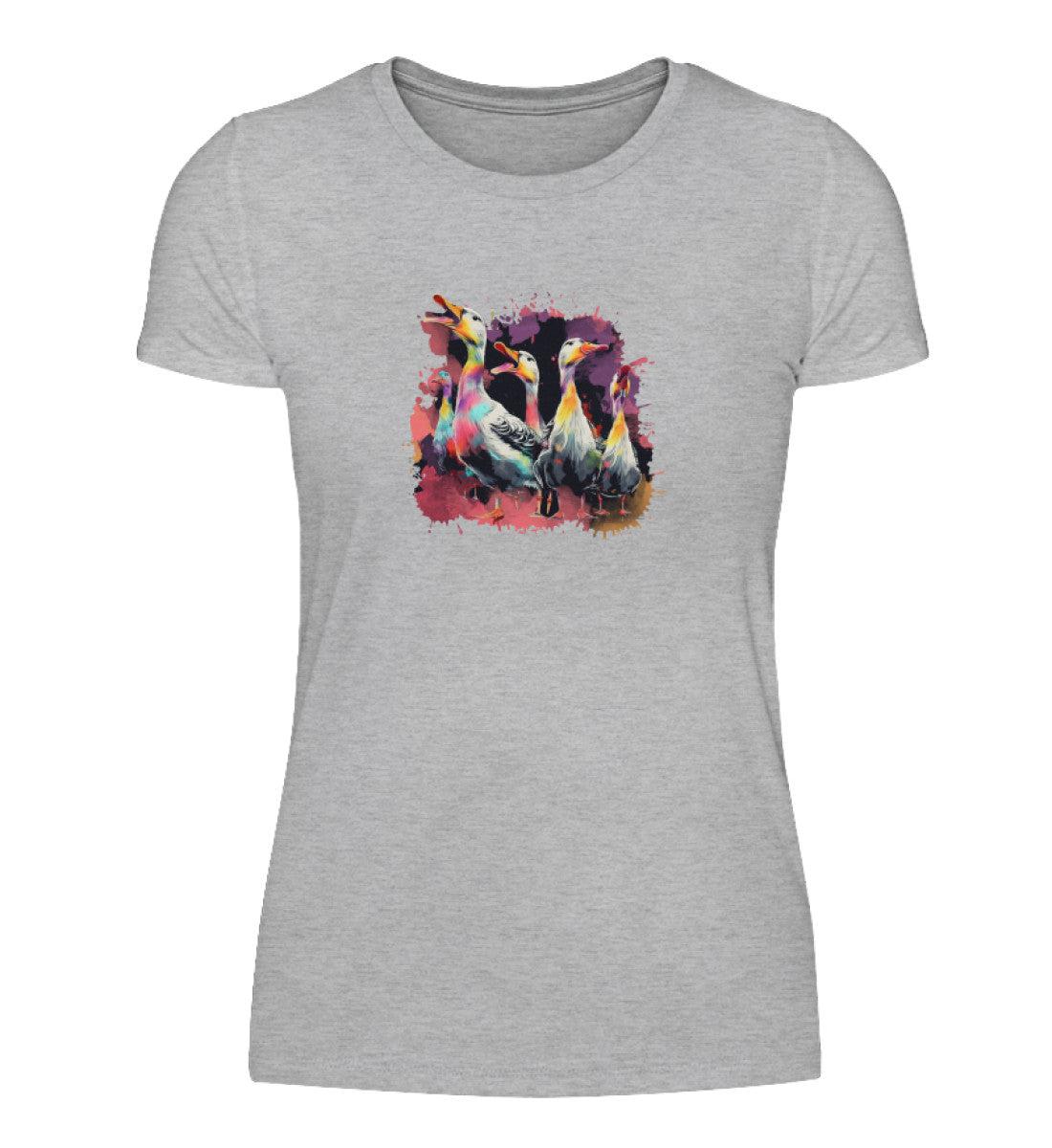 5 Enten Wasserfarben · Damen T-Shirt-Damen Basic T-Shirt-Heather Grey-S-Agrarstarz