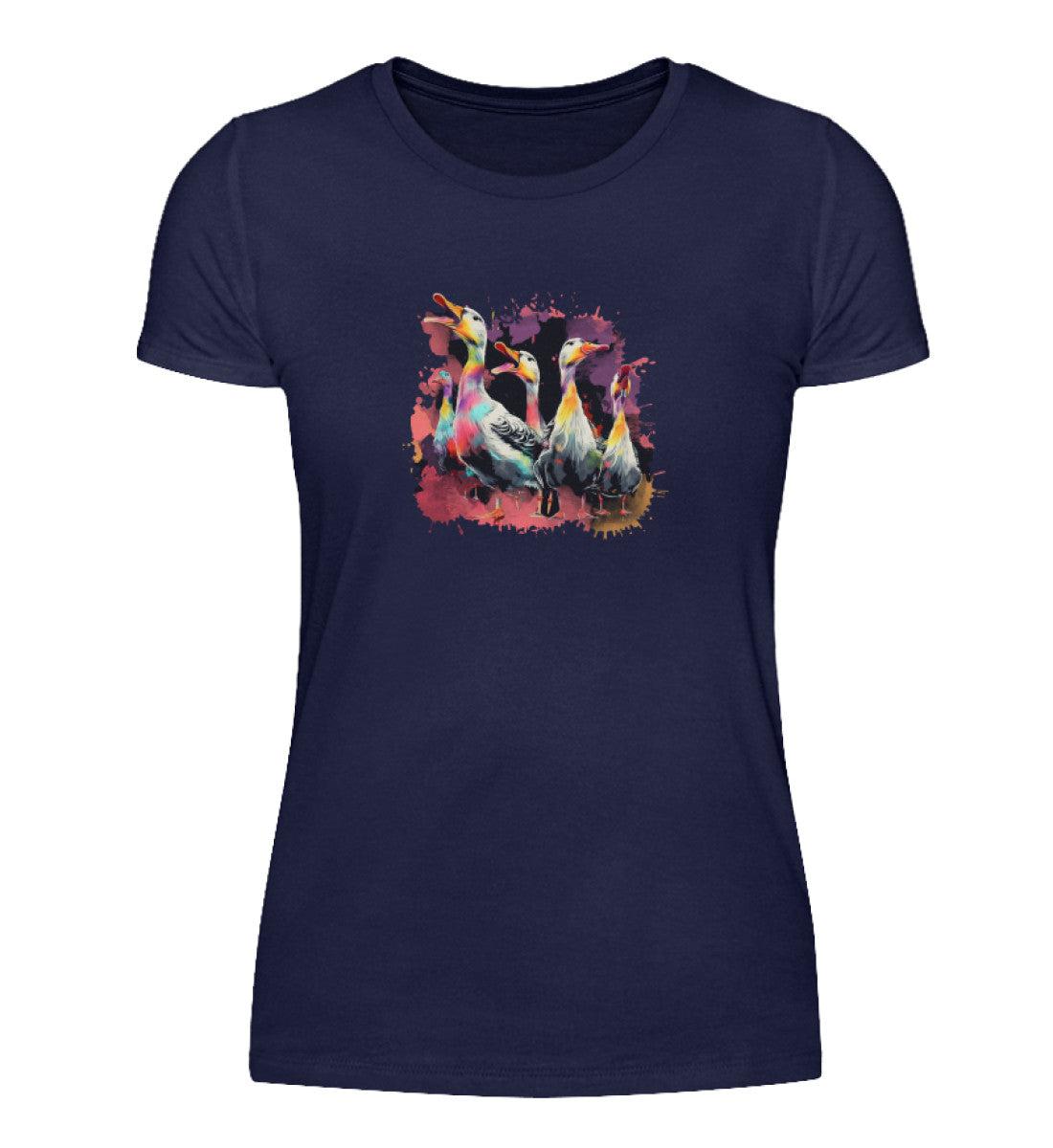 5 Enten Wasserfarben · Damen T-Shirt-Damen Basic T-Shirt-Navy-S-Agrarstarz