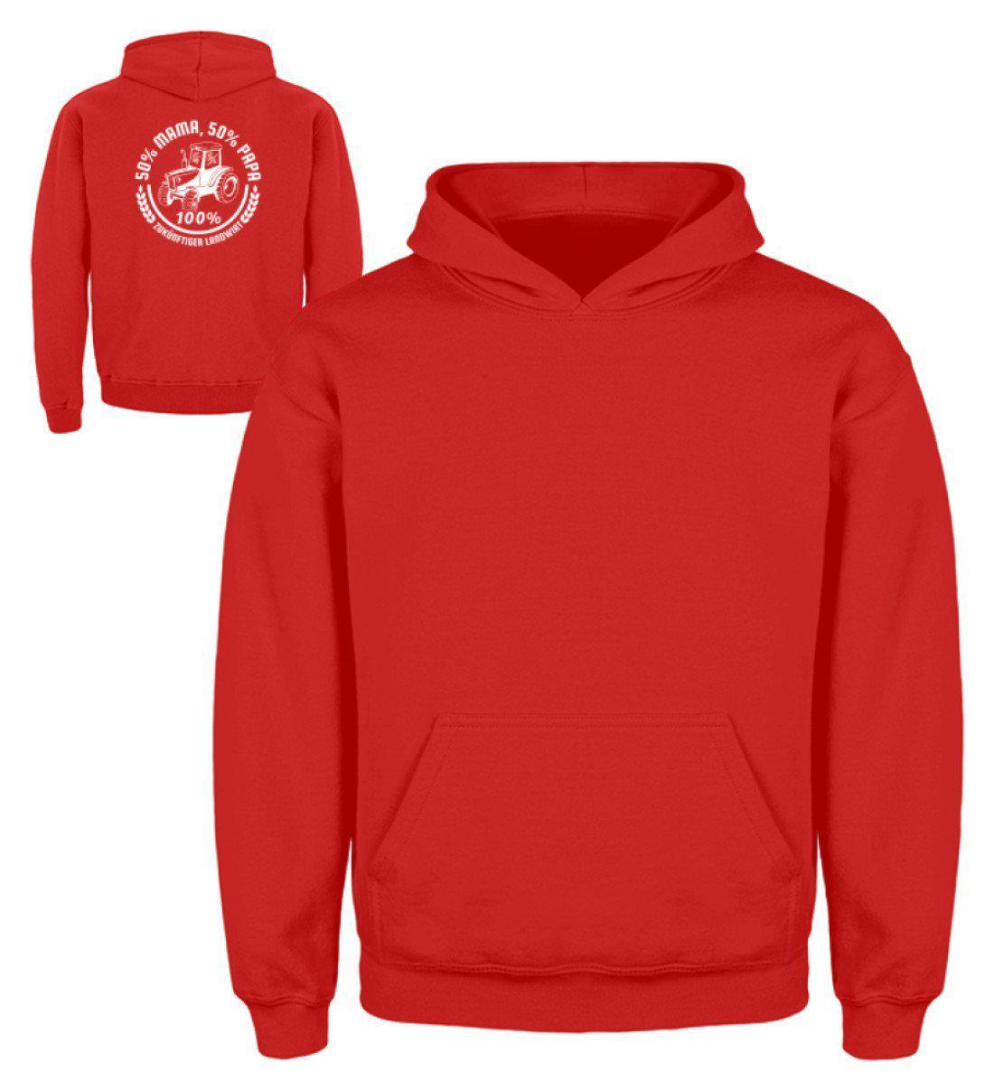 50% Mama 50% Papa · Kinder Kapuzenpullover Hoodie-Kinder Hoodie-Fire Red-3/4 (98/104)-Agrarstarz