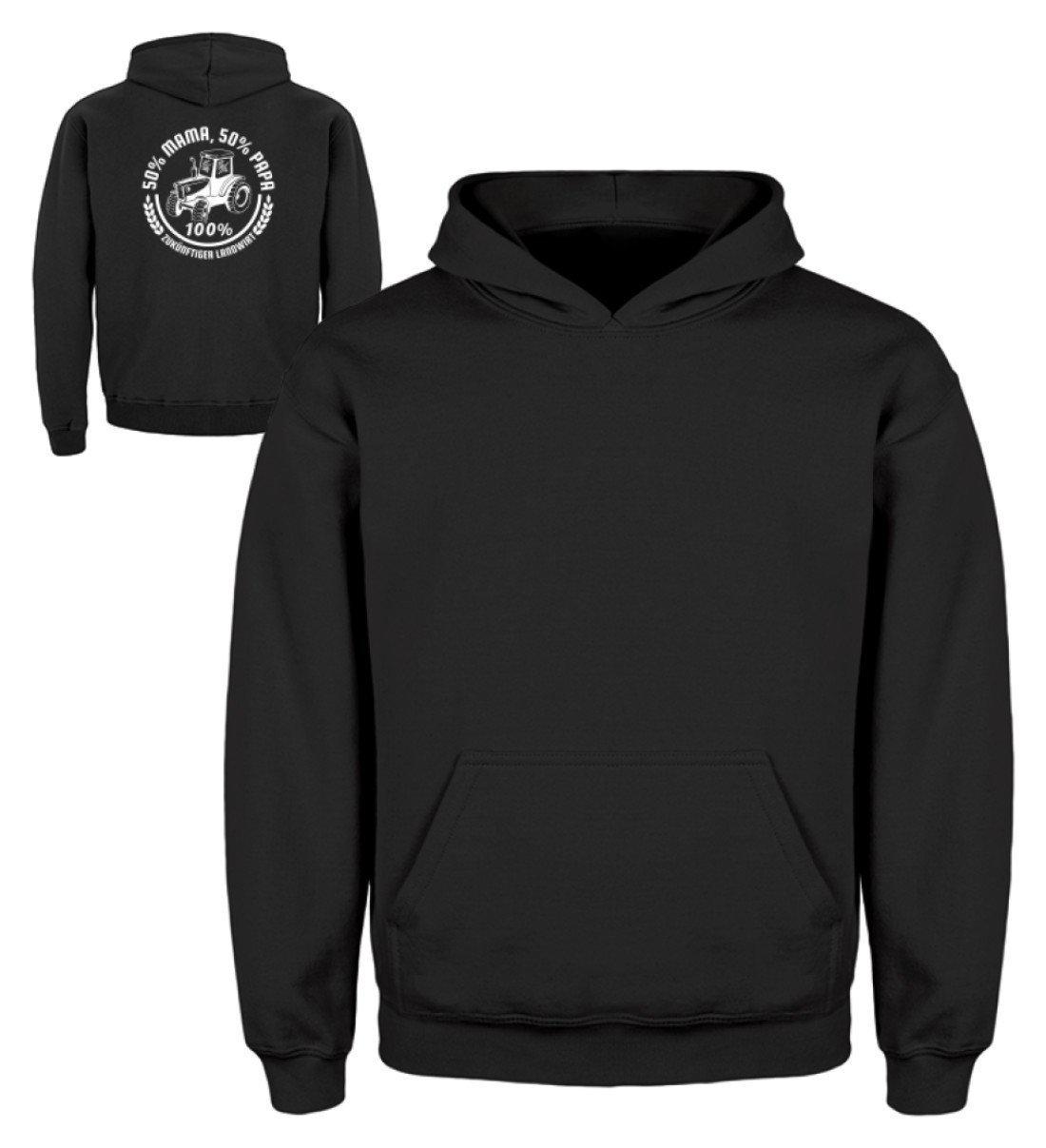 50% Mama 50% Papa · Kinder Kapuzenpullover Hoodie-Kinder Hoodie-Jet Black-3/4 (98/104)-Agrarstarz