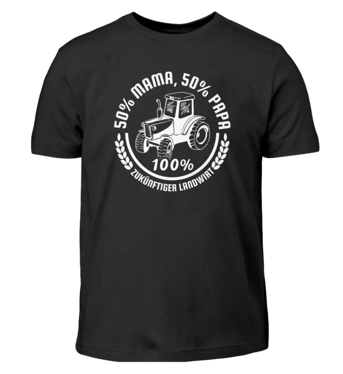 50% Mama 50% Papa · Kinder T-Shirt-Kinder T-Shirt-Black-3/4 (98/104)-Agrarstarz