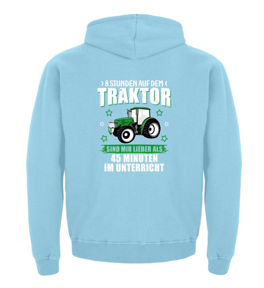 Acht Stunden Traktor · Kinder Kapuzenpullover Hoodie-Kinder Hoodie-Sky Blue-12/14 (152/164)-Agrarstarz
