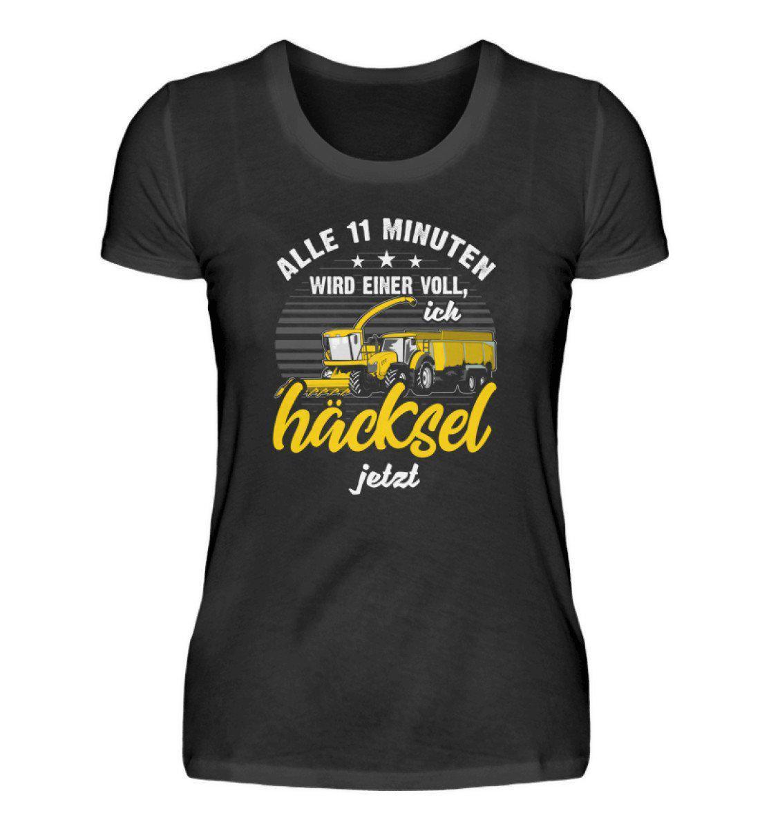 Alle 11 Minuten häckseln · Damen T-Shirt-Damen Basic T-Shirt-Black-S-Agrarstarz