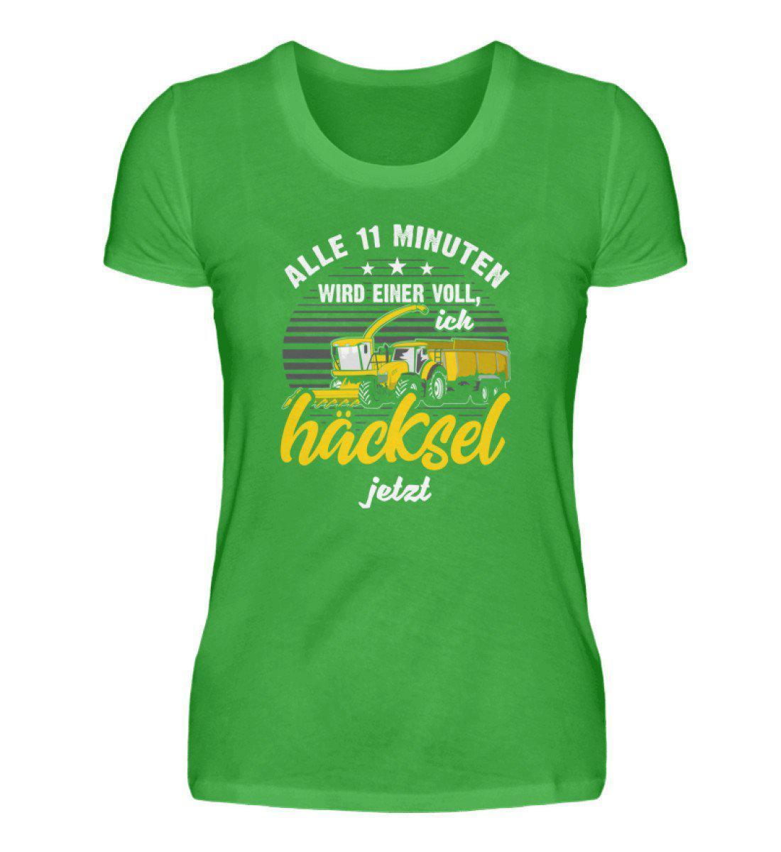 Alle 11 Minuten häckseln · Damen T-Shirt-Damen Basic T-Shirt-Green Apple-S-Agrarstarz