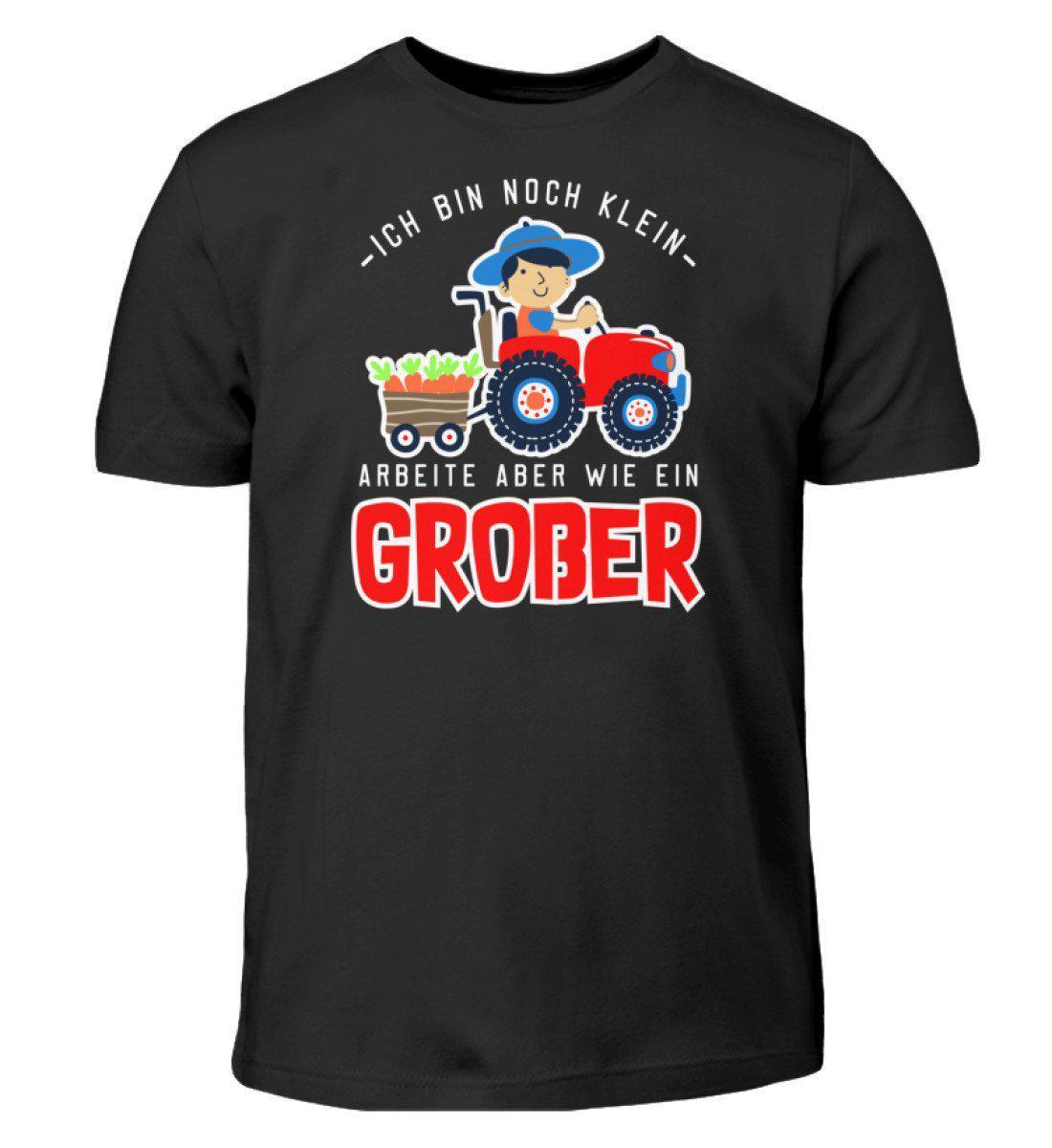 Arbeite wie ein Großer · Kinder T-Shirt-Kinder T-Shirt-Black-3/4 (98/104)-Agrarstarz