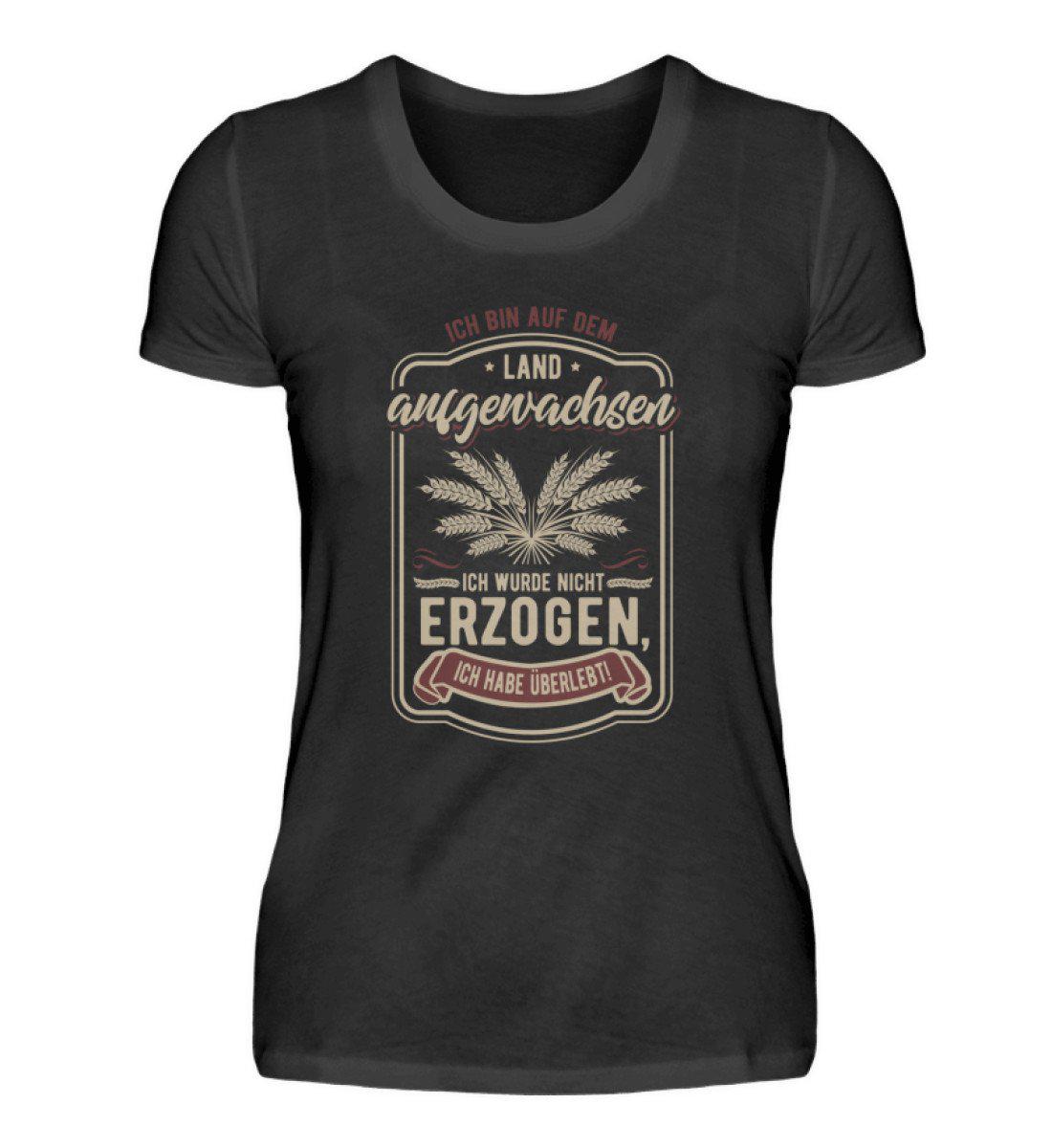 Auf dem Land aufgewachsen · Damen T-Shirt-Damen Basic T-Shirt-Black-S-Agrarstarz