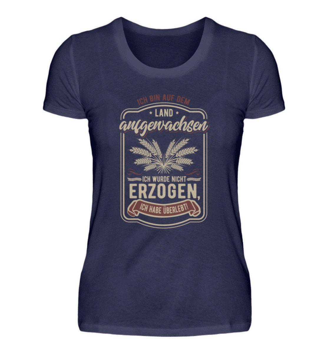 Auf dem Land aufgewachsen · Damen T-Shirt-Damen Basic T-Shirt-Navy-S-Agrarstarz