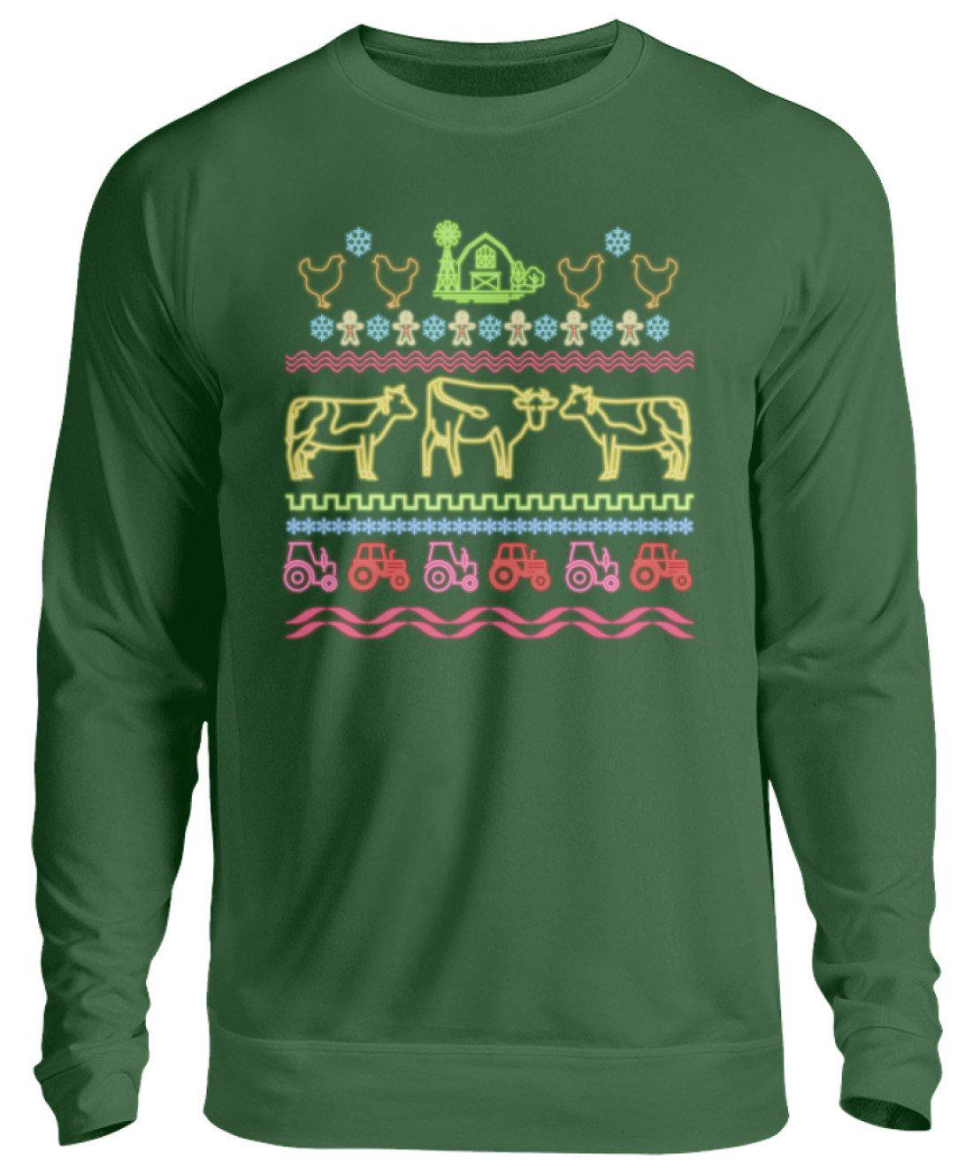 Bauernhof Neon Ugly Christmas · Unisex Sweatshirt Pullover-Unisex Sweatshirt-Bottle Green-S-Agrarstarz