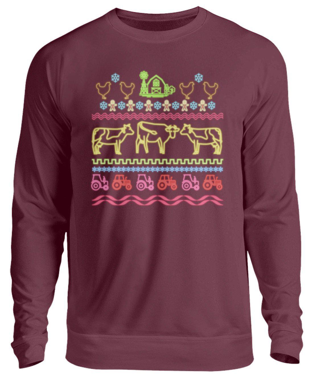 Bauernhof Neon Ugly Christmas · Unisex Sweatshirt Pullover-Unisex Sweatshirt-Burgundy-S-Agrarstarz