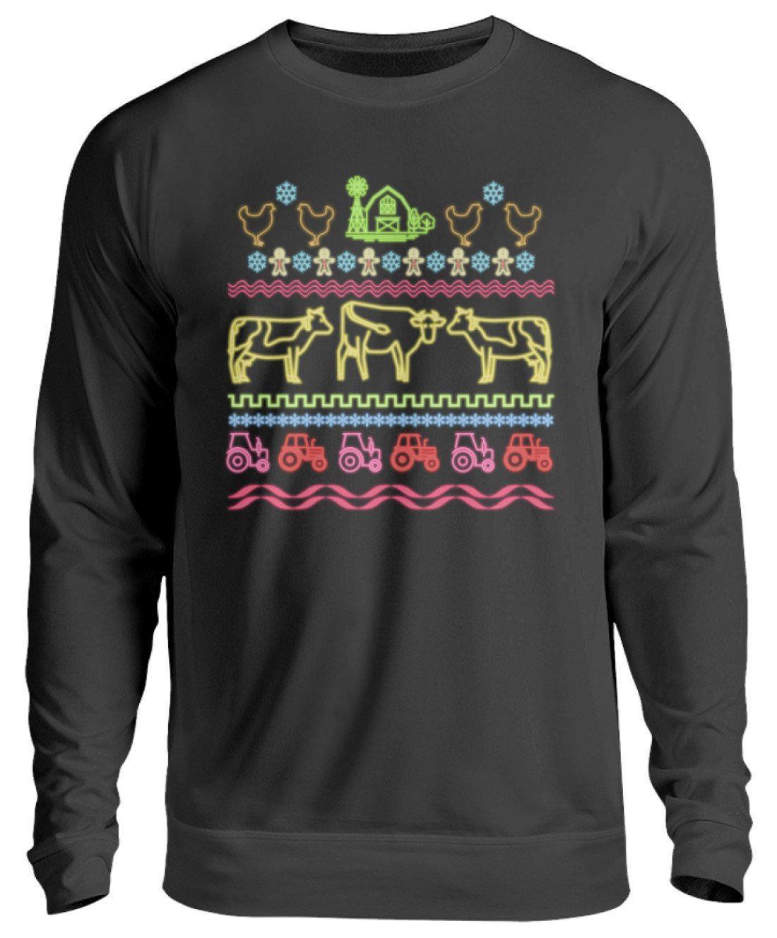 Bauernhof Neon Ugly Christmas · Unisex Sweatshirt Pullover-Unisex Sweatshirt-Jet Black-S-Agrarstarz