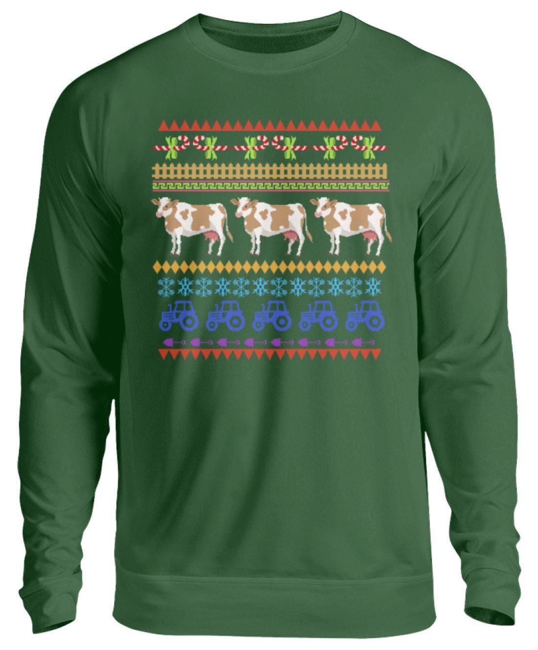 Bauernhof Pixel Ugly Christmas · Unisex Sweatshirt Pullover-Unisex Sweatshirt-Bottle Green-S-Agrarstarz