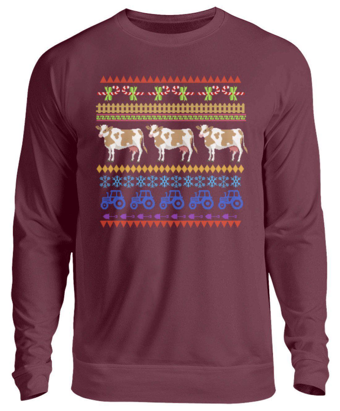 Bauernhof Pixel Ugly Christmas · Unisex Sweatshirt Pullover-Unisex Sweatshirt-Burgundy-S-Agrarstarz
