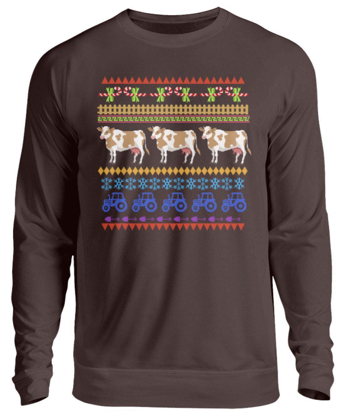 Bauernhof Pixel Ugly Christmas · Unisex Sweatshirt Pullover-Unisex Sweatshirt-Hot Chocolate-S-Agrarstarz