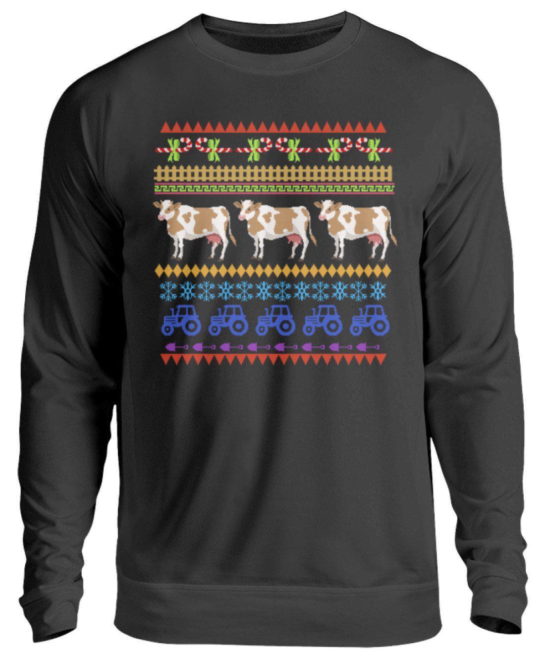 Bauernhof Pixel Ugly Christmas · Unisex Sweatshirt Pullover-Unisex Sweatshirt-Jet Black-S-Agrarstarz
