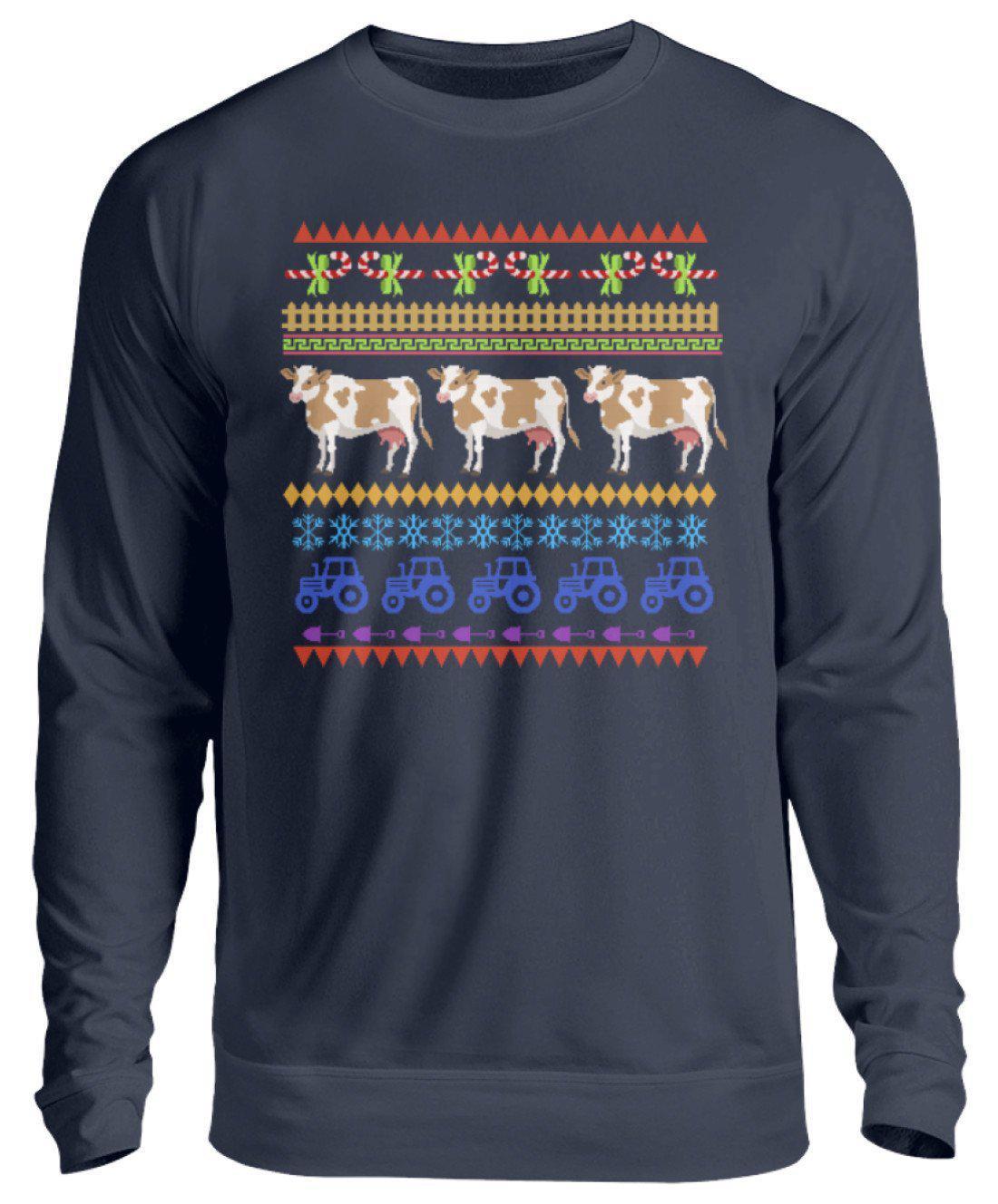 Bauernhof Pixel Ugly Christmas · Unisex Sweatshirt Pullover-Unisex Sweatshirt-Oxford Navy-S-Agrarstarz