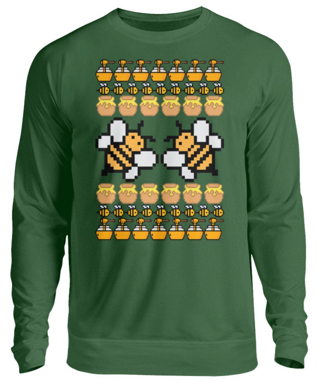 Bienen Pixel Ugly Christmas · Unisex Sweatshirt Pullover-Unisex Sweatshirt-Bottle Green-S-Agrarstarz