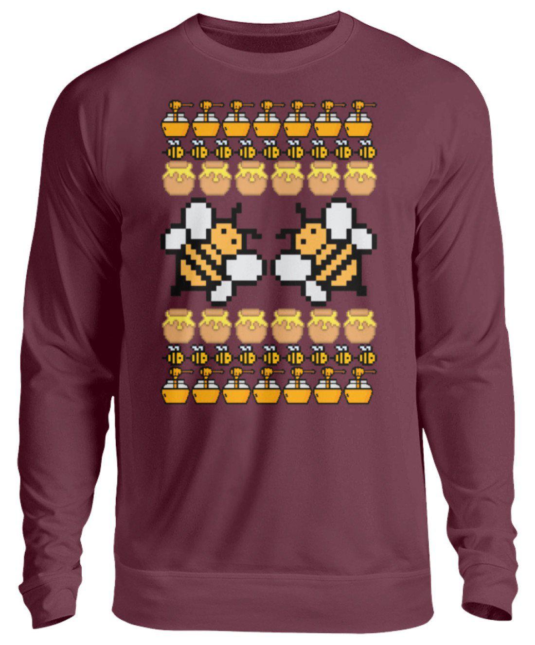 Bienen Pixel Ugly Christmas · Unisex Sweatshirt Pullover-Unisex Sweatshirt-Burgundy-S-Agrarstarz