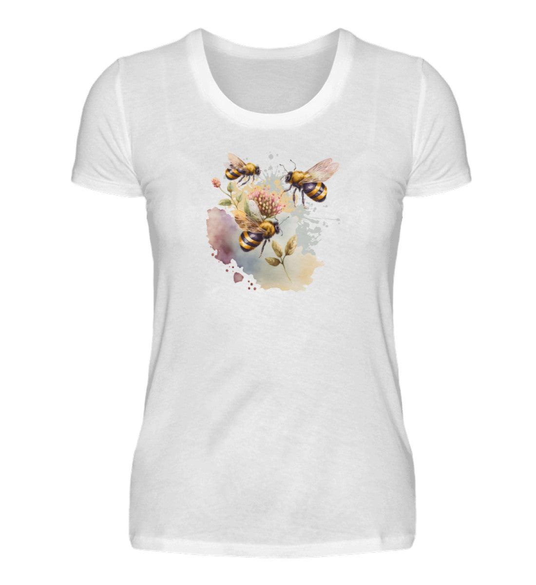 Bienen Wasserfarben 1 · Damen T-Shirt-Damen Basic T-Shirt-White-S-Agrarstarz